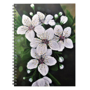 Carnet Fleurs De Cerise Blanche Art En Acrylique