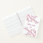 Carnet Fleurs de cerisier rose blanc Votre nom (Intérieur)