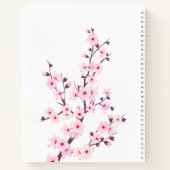 Carnet Fleurs de cerisier rose blanc Votre nom (Dos)
