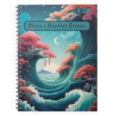 Carnet Fleurs de Cerisier Vagues de Turquoise Orie (Devant)