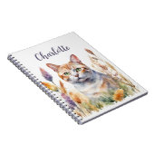 Carnet Fleurs de chats Aquarelle Ajouter Nom Lavender Ora (Côté Droit)