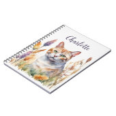 Carnet Fleurs de chats Aquarelle Ajouter Nom Lavender Ora (Côté gauche)