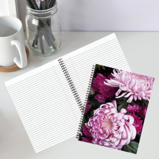 Carnet Fleurs de Chrysanthème Rose