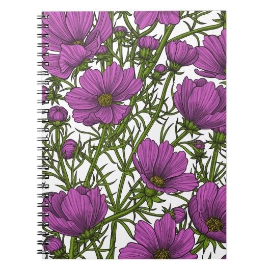 Carnet Fleurs de cosmos violet (Devant)