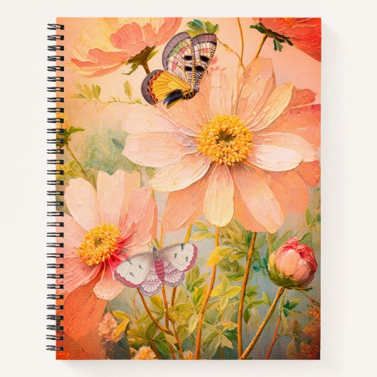 Carnet Fleurs de coucher de soleil avec papillons (Devant)