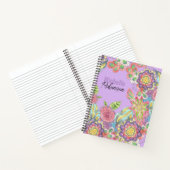 Carnet Fleurs de couleur de Bohème Whimsical sur violet (Intérieur)