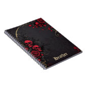 Carnet Fleurs de crânes gothiques sombres Rose noire et r (Côté Droit)