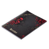 Carnet Fleurs de crânes gothiques sombres Rose noire et r (Côté gauche)