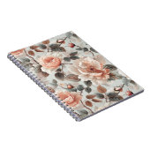 Carnet Fleurs de crème avec feuilles gris sur un gris cla (Côté Droit)