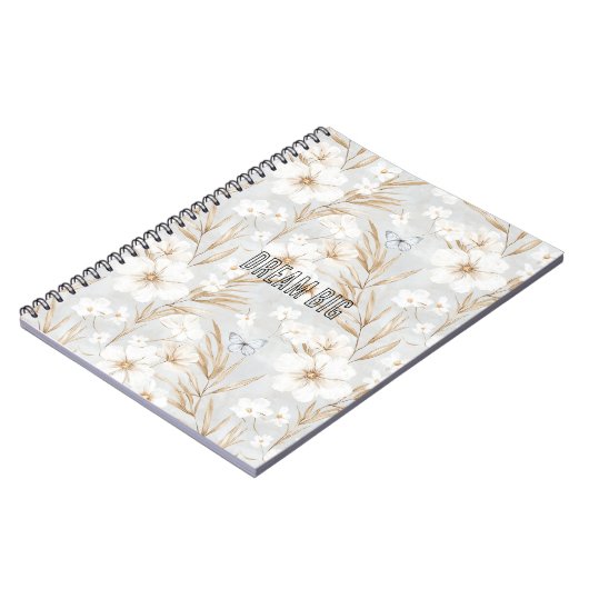Carnet Fleurs de crème blanche Papillons bleus (Côté gauche)