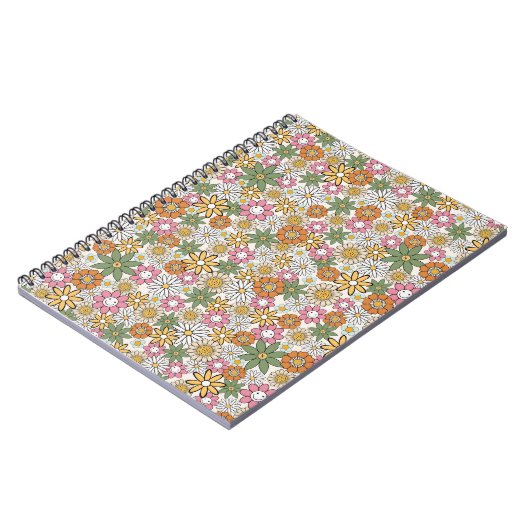 Carnet Fleurs de Daisy Boho 70s Floral Groovy (Côté gauche)