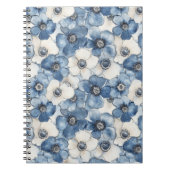Carnet Fleurs de Denim Bleu Blanc (Devant)