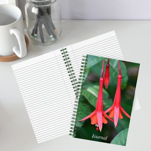 Carnet Fleurs de Fuchsia Rouges Élancées Florales