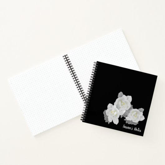 Carnet Fleurs de Gardenia blanches sur noir (Intérieur)