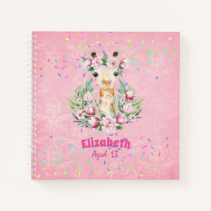 Carnet Fleurs de girafe Boho Nommées Filles, Cadeaux Ados