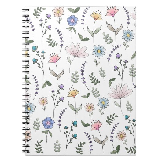 Carnet Fleurs de gribouillis d'aquarelle printanière (Devant)