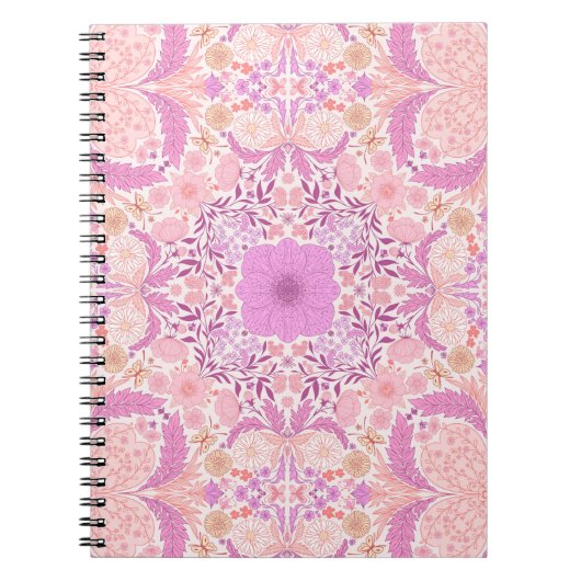 Carnet Fleurs de jardin rétro en rose (Devant)