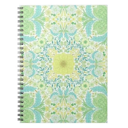 Carnet Fleurs de jardin rétro en vert et jaune (Devant)