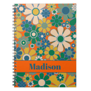 Carnet Fleurs de jardin rétro motif floral groovy 60s 70s