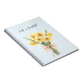 Carnet Fleurs de jonquille jaune à ruban pêche (Côté Droit)