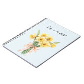 Carnet Fleurs de jonquille jaune à ruban pêche (Côté gauche)