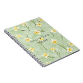 Carnet Fleurs de jonquilles jaune vert menthe (Côté Droit)