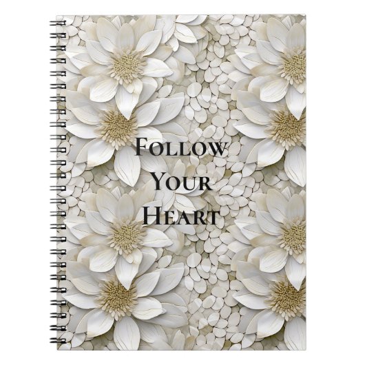 Carnet Fleurs de Lotus Blanc Or (Devant)