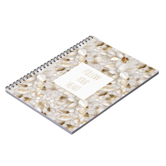 Carnet Fleurs de Lotus Or Blanc (Côté gauche)