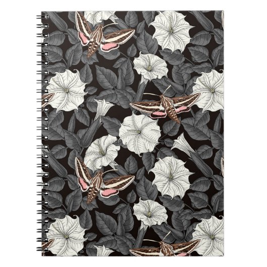 Carnet Fleurs de lune et sphinx Moths 2 (Devant)