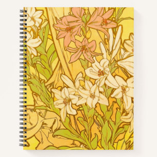 Carnet fleurs de lys Art nouveau d'Alphonse Mucha