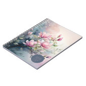 Carnet Fleurs de magnolia rose botanique monogrammé (Côté gauche)