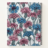 Carnet Fleurs de maïs roses et bleues, fleurs sauvages su (Dos)