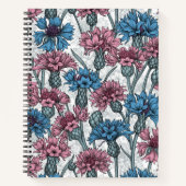 Carnet Fleurs de maïs roses et bleues, fleurs sauvages su (Devant)