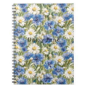 Carnet Fleurs de marguerite bleue blanche