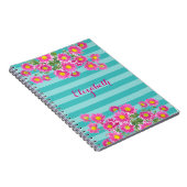 Carnet Fleurs de marguerite rose fraîche sur bandes Turqu (Côté Droit)