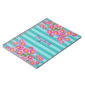 Carnet Fleurs de marguerite rose fraîche sur bandes Turqu (Côté gauche)