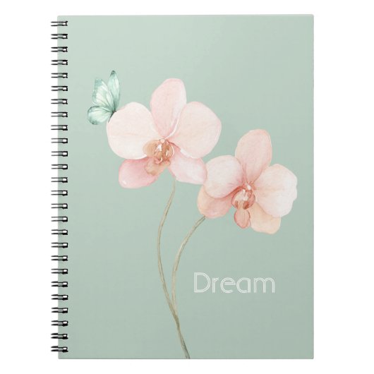 Carnet Fleurs de Orchidée Rose Papillon de Menthe Rêve (Devant)