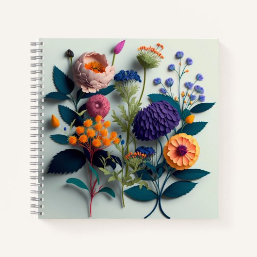 Carnet Fleurs de papier coupé coloré (Devant)