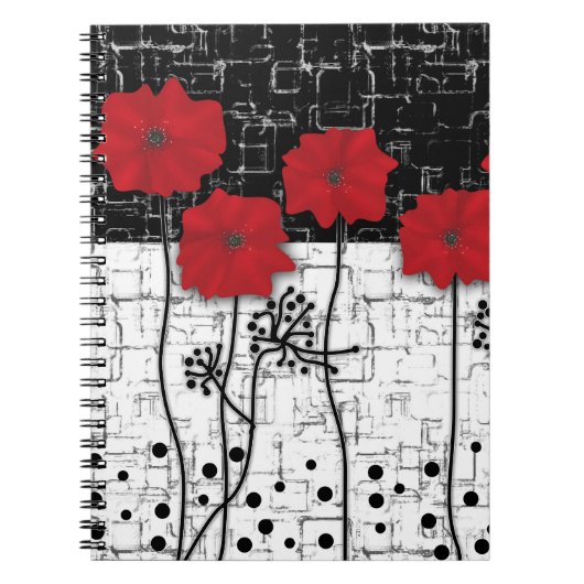 Carnet Fleurs de papier, fleurs rouges (Devant)