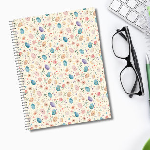 Carnet Fleurs de Pâques et feuilles aquarelles vintage Œu