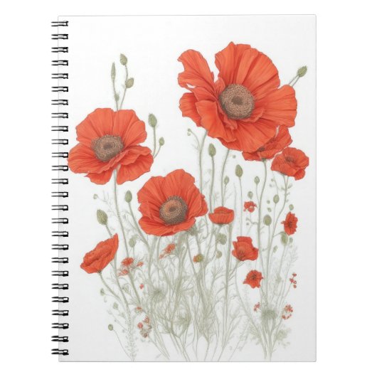 Carnet Fleurs de pavot orange (Devant)