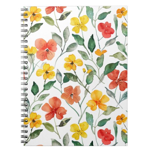 Carnet Fleurs de pêcher jaune rouge (Devant)