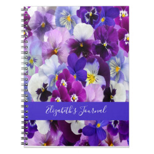 Carnet Fleurs de pensée violettes bleues blanches personn