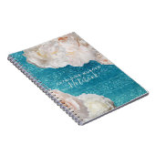 Carnet Fleurs de pivoines blanches sur motif de damas tur (Côté Droit)