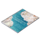 Carnet Fleurs de pivoines blanches sur motif de damas tur (Côté gauche)