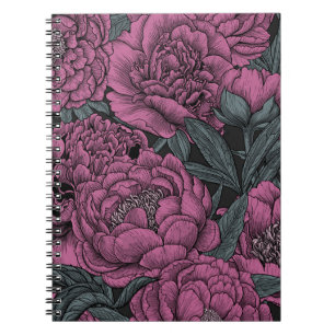 Carnet Fleurs de pivoines violettes