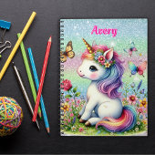 Carnet Fleurs de pré licorne pailletée 