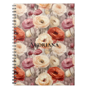 Carnet Fleurs de printemps crème Bourgogne