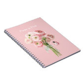 Carnet Fleurs de Renoncule Rose Pâle Coccinelle (Côté Droit)