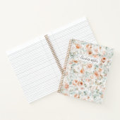 Carnet Fleurs de rose à monogramme feuilles d'eucalyptus  (Intérieur)